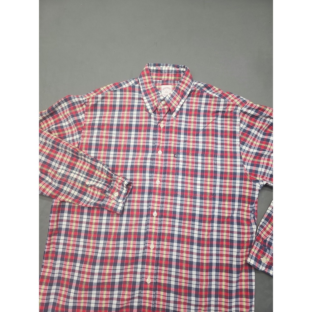 Brooks Brothers 346 "Mens Size Large" Button Down Plaid Shirt Long Sleeve